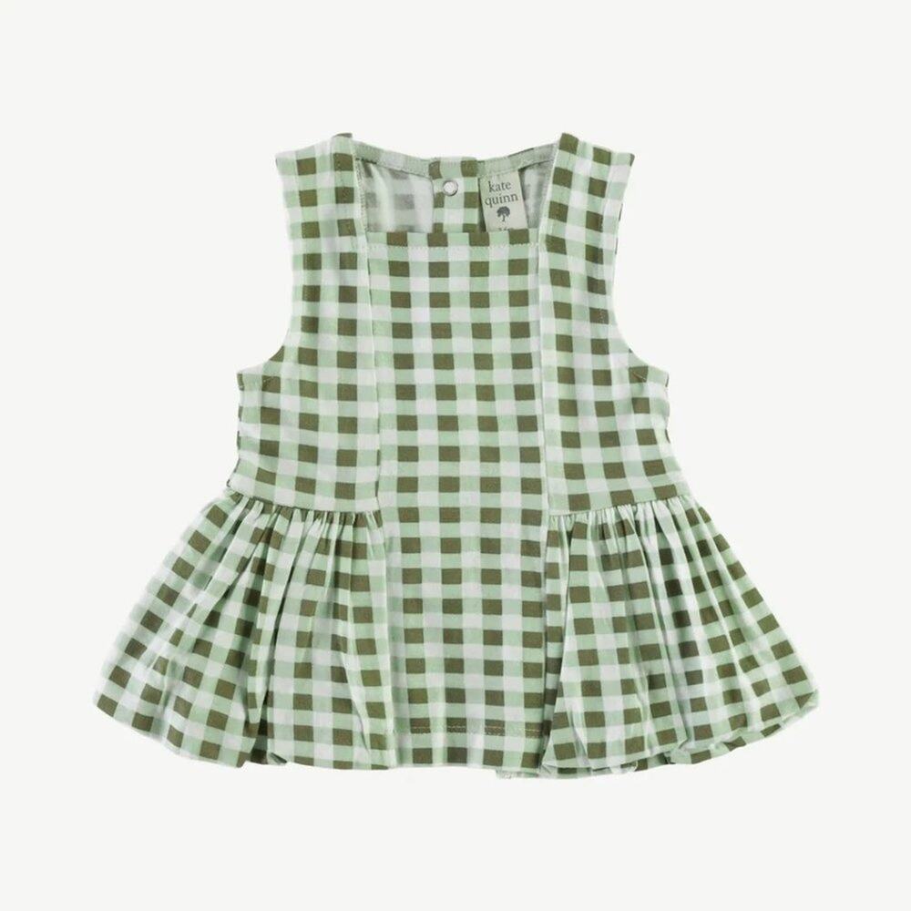 NWT Kate Quinn Green Gingham Bubble Ballerina Top Shirt 6-12m